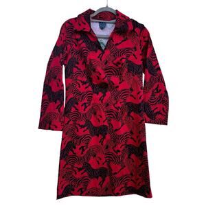 NWT Melly M‎ Red Tunic Shift Dress, Black Zebra Print, Sz 4